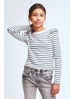 H&M - Girls White Frill-Trimmed Cotton Top