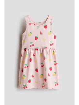 H&M - Girls Pink Printed Cotton Dress