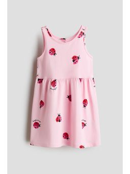 H&M - Girls Pink Printed Cotton Dress