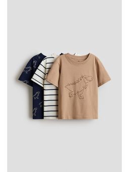 H&M - Boys Beige 3-Pack Cotton T-Shirts