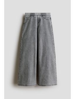 H&M - Girls Grey Studded Denim-Look Trousers