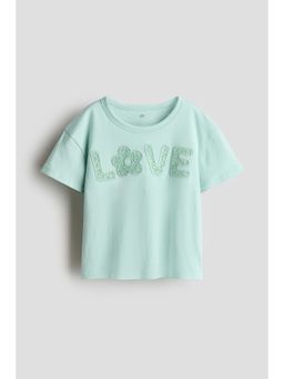 H&M - Girls Green Motif-Detail T-Shirt