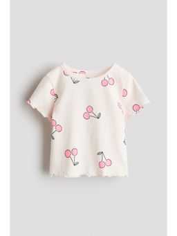 H&M - Girls White Overlock-Detail Cotton Top