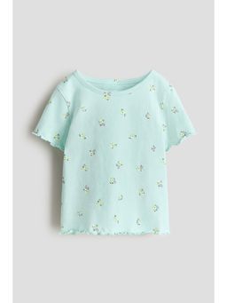 H&M - Girls Green Overlock-Detail Cotton Top