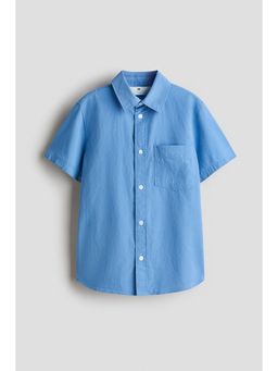 H&M - Boys Blue Short-Sleeved Cotton Shirt