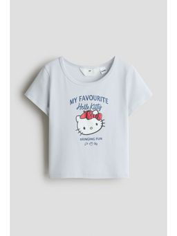 H&M - Girls Blue Print-Motif Cotton Jersey T-Shirt