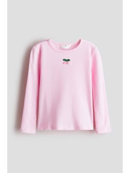 H&M - Girls Pink Ribbed Cotton Top