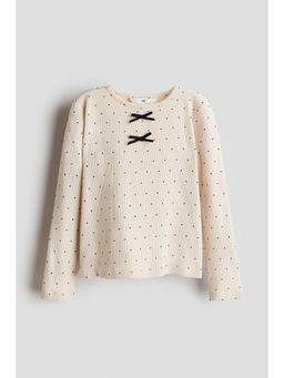 H&M - Girls Beige Ribbed Cotton Top