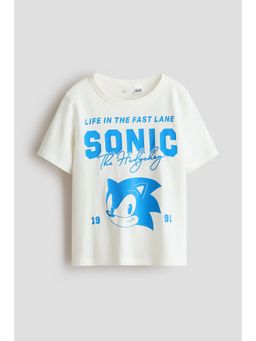 H&M - Boys White Printed Cotton T-Shirt