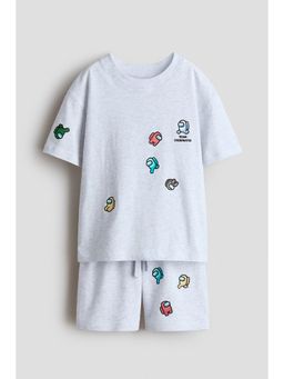 H&M - Boys Grey 2-Piece Printed Jersey Set