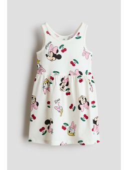 H&M - Girls White Printed Cotton Dress