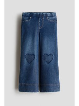 H&M - Girls Blue Denim-Look Wide-Leg Jeggings