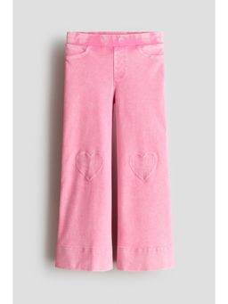 H&M - Girls Pink Denim-Look Wide-Leg Jeggings