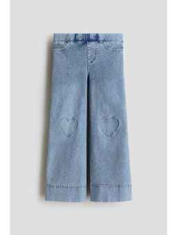 H&M - Girls Blue Denim-Look Wide-Leg Jeggings