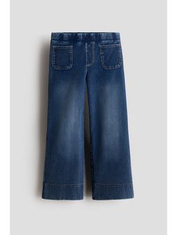 H&M - Girls Blue Denim-Look Wide-Leg Jeggings
