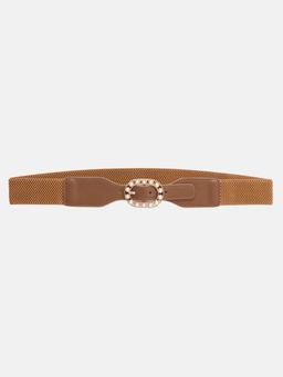 Kazo - Embellished Buckle Belt - Tan