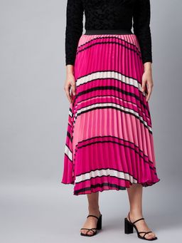 StyleStone - Women Pink Pleated Satin Skirt