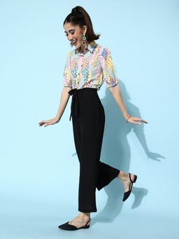 StyleStone - Women Polyester White Floral Printed Jumpsuit