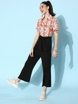 StyleStone - Women Polyester Peach Floral Printed Jumpsuit