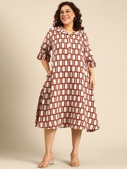 THE PINK MOON - Brick Brown A-Line Midi Dress