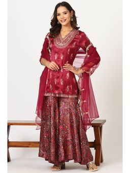 W - Short Kurti and Paisley Printed Flared Sharara with Dupatta (Set of 3)