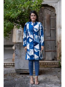 NAVYAS FASHION - Blue Mandarin Neck Reversable Jacket