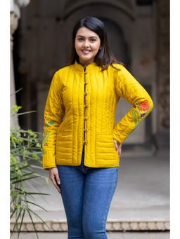 NAVYAS FASHION - Yellow Mandarin Neck Jacket
