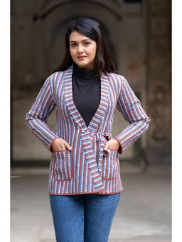 NAVYAS FASHION - Blue Shawl Lapel Jacket