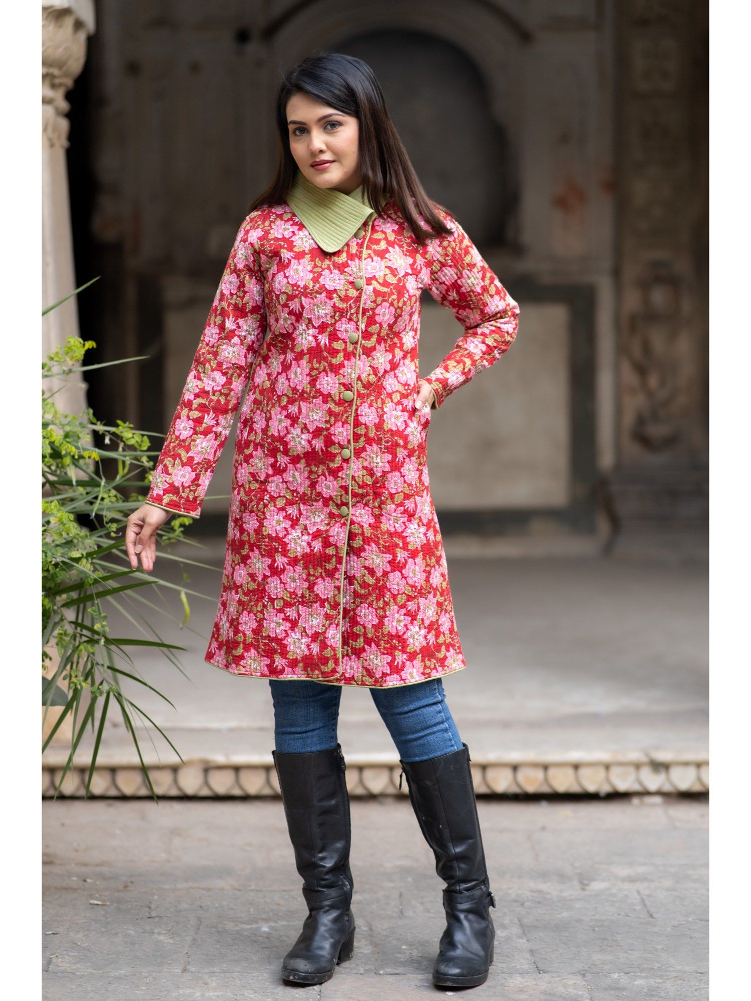 navyas fashion Red Collar Neck Jacket-picture-7