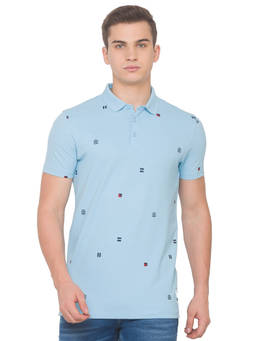 Spykar - Men Blue Slim Fit Polo T-shirt