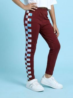 KiddoPanti - Girls Cotton Spandex Geometric Reflective Side Block Printed Leggings