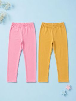 KiddoPanti - Girls Cotton Spandex Solid Skinny Fit Leggings (Pack of 2)