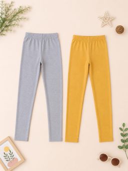 KiddoPanti - Girls Cotton Spandex Solid Skinny Fit Leggings (Pack of 2)