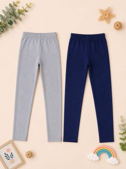 KiddoPanti - Girls Cotton Spandex Solid Skinny Fit Leggings (Pack of 2)