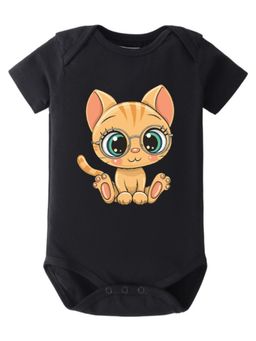 BLUSHES - Half Sleeves Cat Graphic Onesies - Black