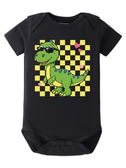 BLUSHES - Half Sleeves Dinosaur Graphic Onesies - Black