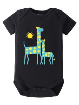 BLUSHES - Half Sleeves Giraffe Graphic Onesies - Black