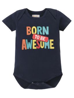 BLUSHES - Half Sleeves Bron To Be Awesome Text Typography Onesies - Navy Blue