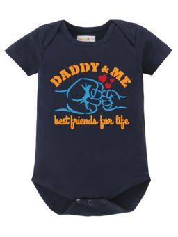 BLUSHES - Half Sleeves Daddy And Me Text Typography Onesies - Navy Blue