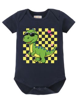 BLUSHES - Half Sleeves Dinosaur Graphic Onesies - Navy Blue