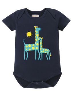 BLUSHES - Half Sleeves Giraffe Graphic Onesies - Navy Blue