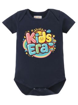 BLUSHES - Half Sleeves Kids Era Text Topography Onesies - Navy Blue