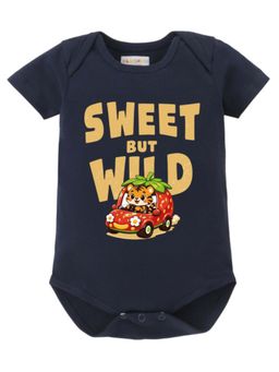 BLUSHES - Half Sleeves Sweet But Wild Text Topography Onesies - Navy Blue