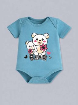 BLUSHES - Half Sleeves Bear Text Graphic Onesies - Green