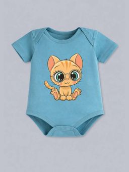 BLUSHES - Half Sleeves Cat Graphic Onesies - Green