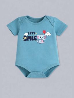 BLUSHES - Half Sleeves Lets Smile Text Topography Onesies - Blue