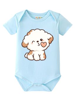 BLUSHES - Half Sleeves Sweet Dog Graphic Onesies - Aqua Blue
