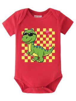 BLUSHES - Half Sleeves Dinosaur Graphic Onesies - Red
