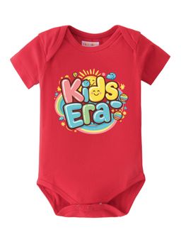 BLUSHES - Half Sleeves Kids Era Text Topography Onesies - Red