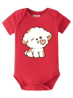 BLUSHES - Half Sleeves Sweet Dog Graphic Onesies - Red